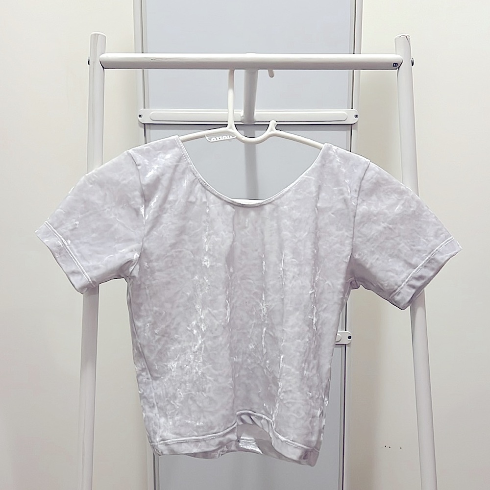 Velvet short sleeve crop top